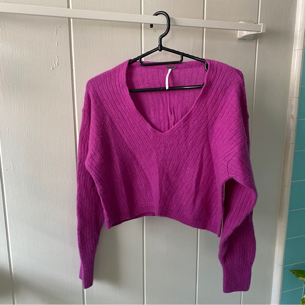 Free People Elias Cashmere Cropped V-neck Sweater